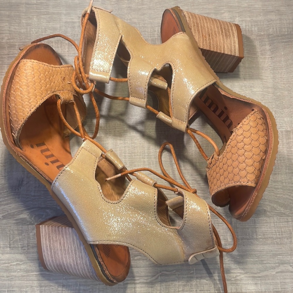 Made in Portugal sz 37 Felmini camel and glittery tan soft leather